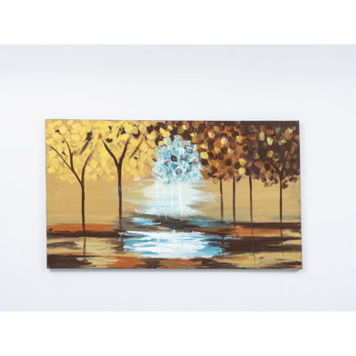 Alluring Mustard Yellow Canvas Painting For Autumn, 47'' X 27'', Hand-painted 27'' Wall Decoration