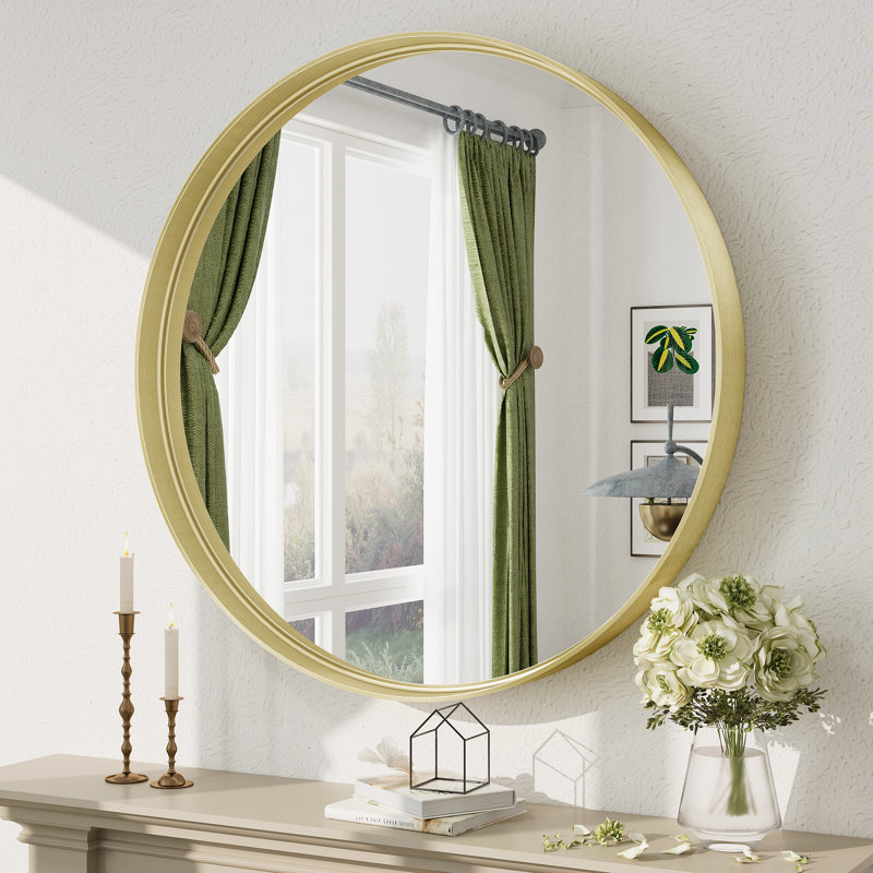Miroir mural Aevar, 36 po x 36 po, Or brossé