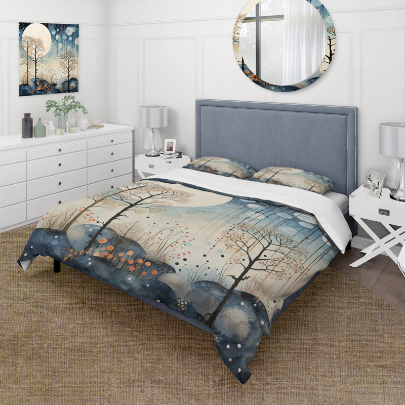 Ensemble de housse de couette en microfibre / polyester Japon Art Blue Serene Zen Minamlism Landscape III
