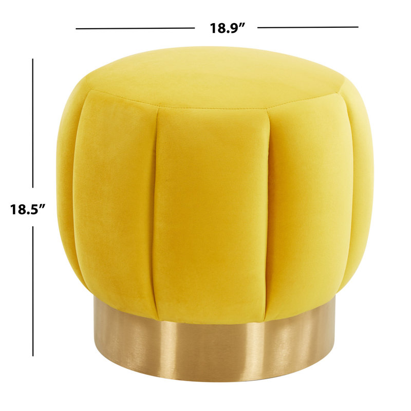 Maxine Round Ottoman, Marigold Velvet