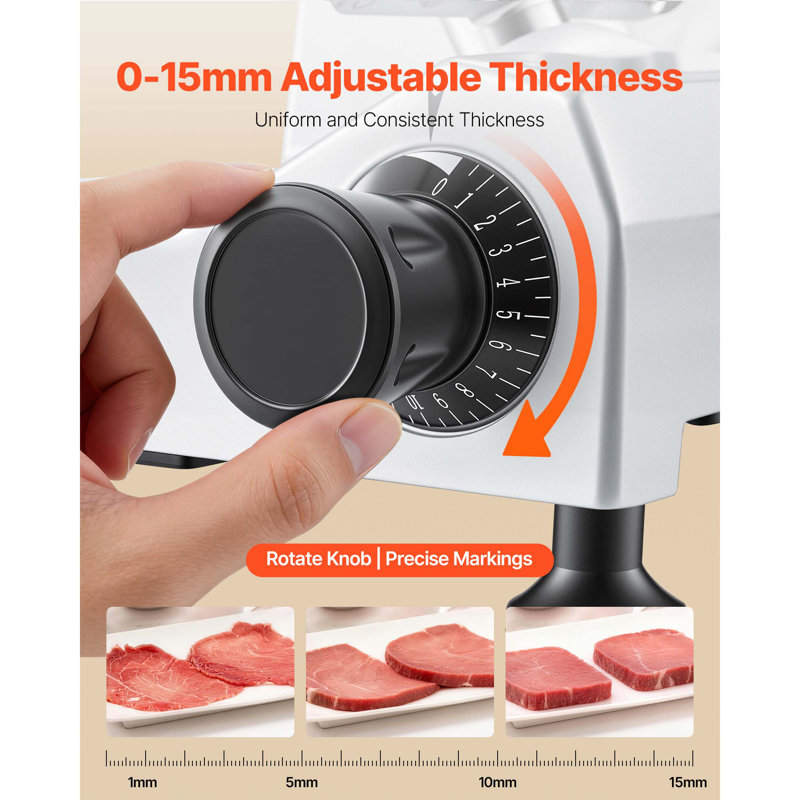 Commercial Meat Slicer, 320W Electric Deli Food Slicer with 12" Carbon Steel Blade, Built-In Sharpener & 0-0.6" Adjustable Thickness for Frozen Meat, Ham, Baguett, Steak, UL Approved