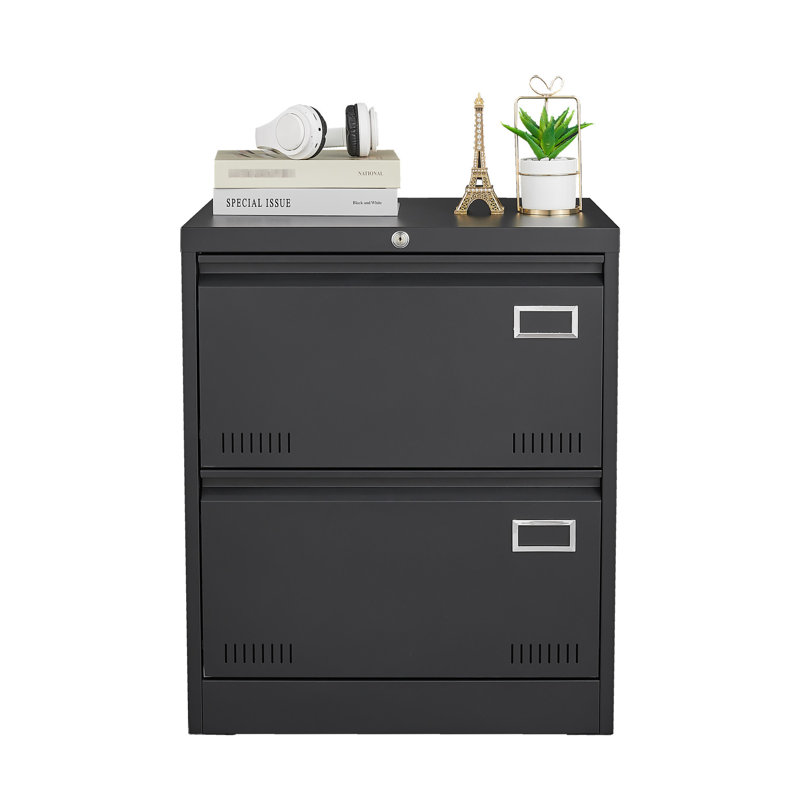 Locked 2 Metal File Cabinet - Black, Widened To Hold More Important Office Documents, Furniture Accommodate Larger Quantities,