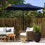 6.5' X 10' Patio Umbrella Blue, Large Outdoor Table With Crank, Tilt Control And 50+ Coverage Rectangular Blue Umbrella, Convenient Push Button &