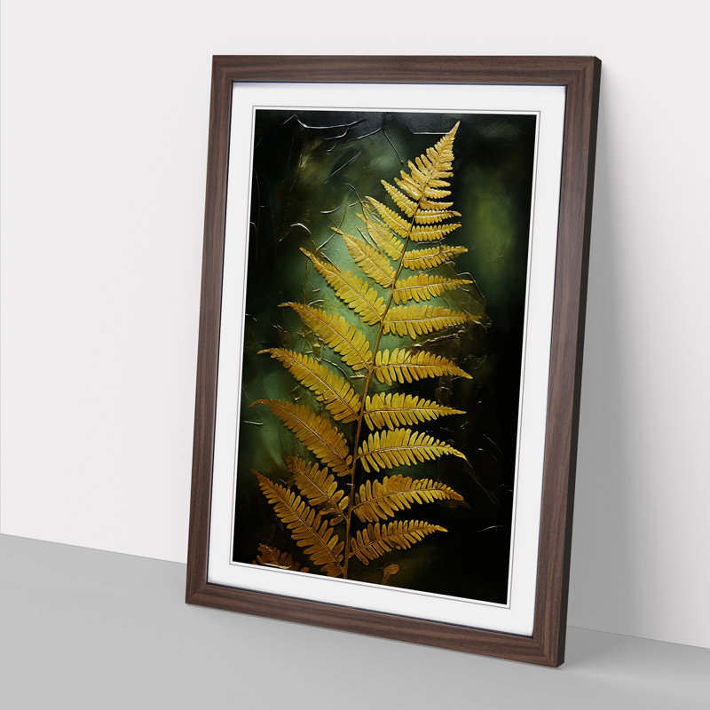 Fern Leaf Gestural No.2 - Framed Print, Walnut, 64cm H x 46cm W x 2cm D