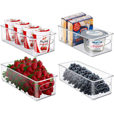 Sorbus Plastic Storage Bins Stackable Clear Pantry Organizer Box Bin Containers For Organizing Kitchen Fruit, Vegetables, Bathroom Supplies (4-Pack)
