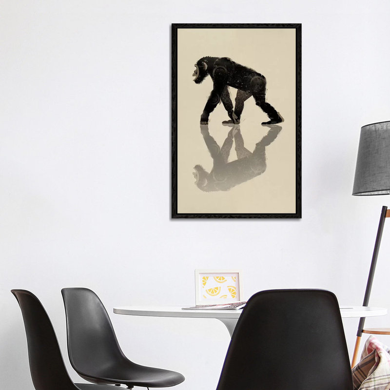 Chimp by Dieter Braun - Print on Canvas, 101.6 cm H x 66.04 cm W, Black Framed