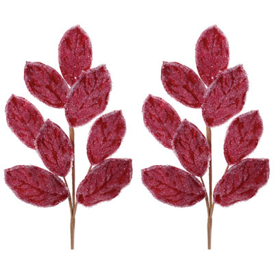 Beaded Magnolia Leaf Spray (Set of 2)