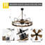 36" Rustic Wood Ceiling Fan with Light and Remote Wheel Ceiling Fan 6-speed Reversible DC Motor