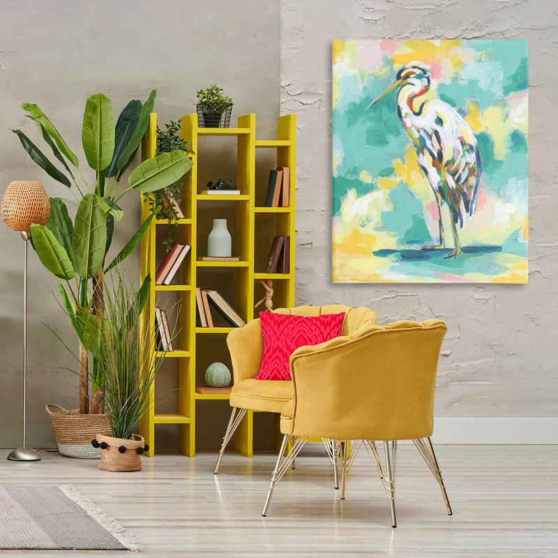 «Blue Modern Crane» par Michael Willett, H 48 po x l 36 po