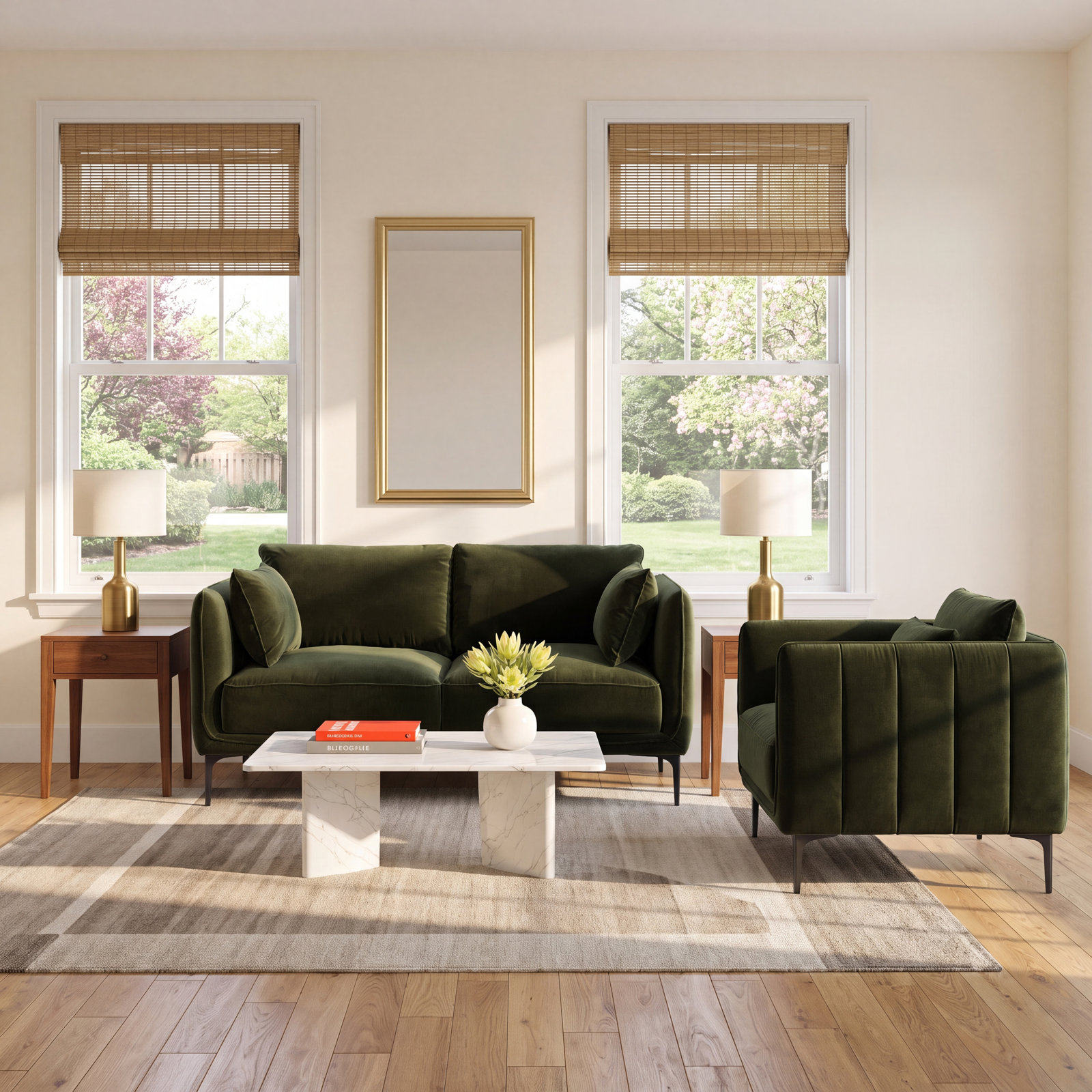 Rae 2-Piece Linen Living Room Set, Falkirk Reddish Brown Velvet