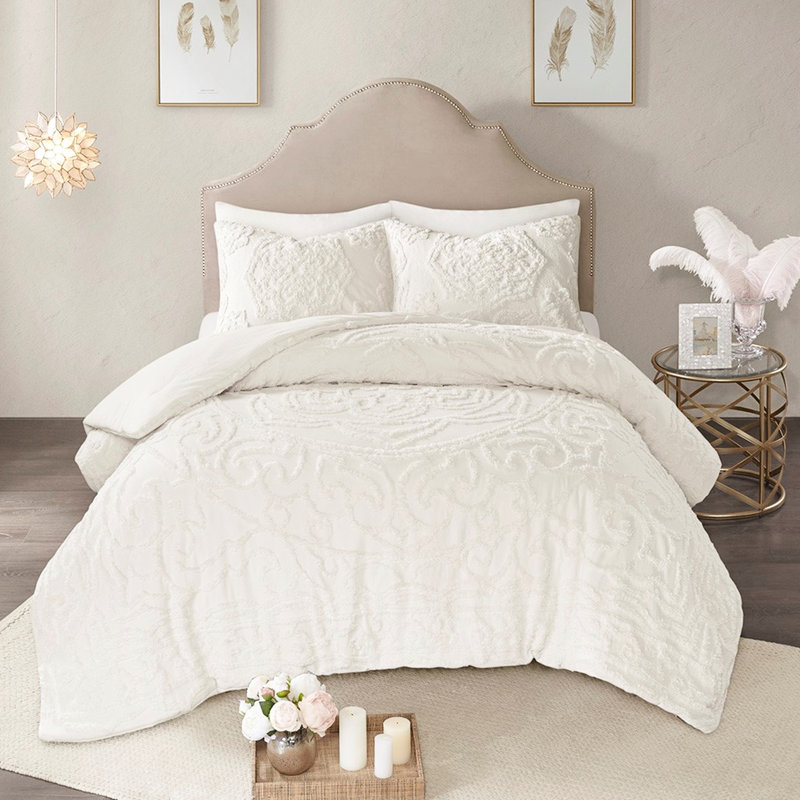 Literie en coton chenille à médaillon - Édredon double / grand moderne