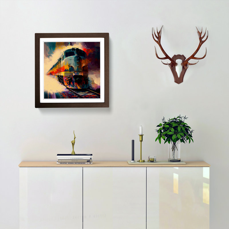 Train Abstract Expressionism - Framed Print, Walnut