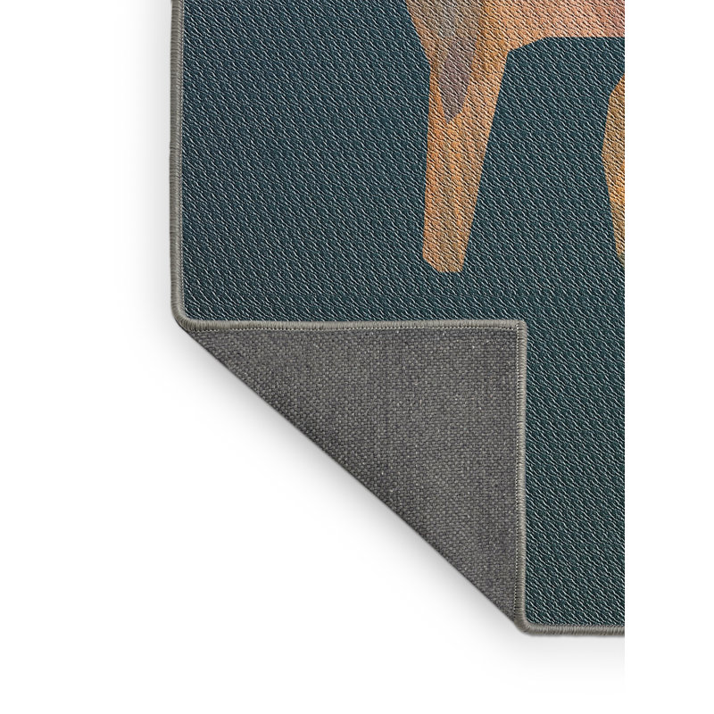 Tapis bleu marine/brun électrique métier, Rectangle 2 pi x 4 pi
