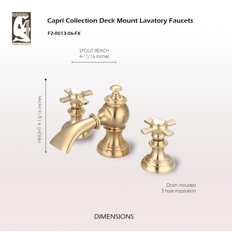 Modern Classic Widespread Bathroom Faucet with Drain Assembly, Flat Cross, Satin Brass