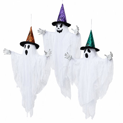 3Pcs 24.8" Halloween Hanging Ghost with Hats
