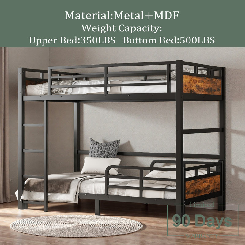 Metal Bunk Bed/Metal Loft Bed,Separable Bunk Beds,With Raised Security Fence, Wood, Twin XL Over Twin XL