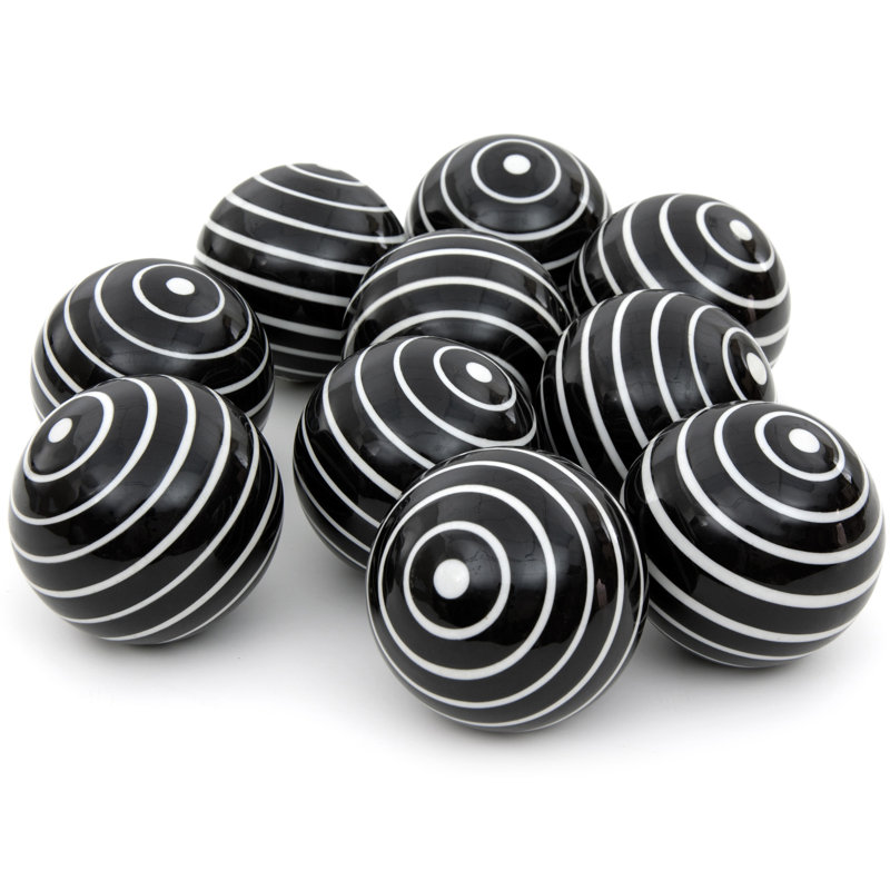 Stripes Decorative Ball Sculpture, Black/White