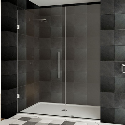 Ultra-E 46'' - 47'' W x 72'' H Hinged Frameless Shower Door with Clear Glass