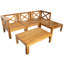 5 sièges modulaires de patio, finition naturelle, coussins beiges, structure en bois pour l'eau, pour l'extérieur, espaces-1539721450