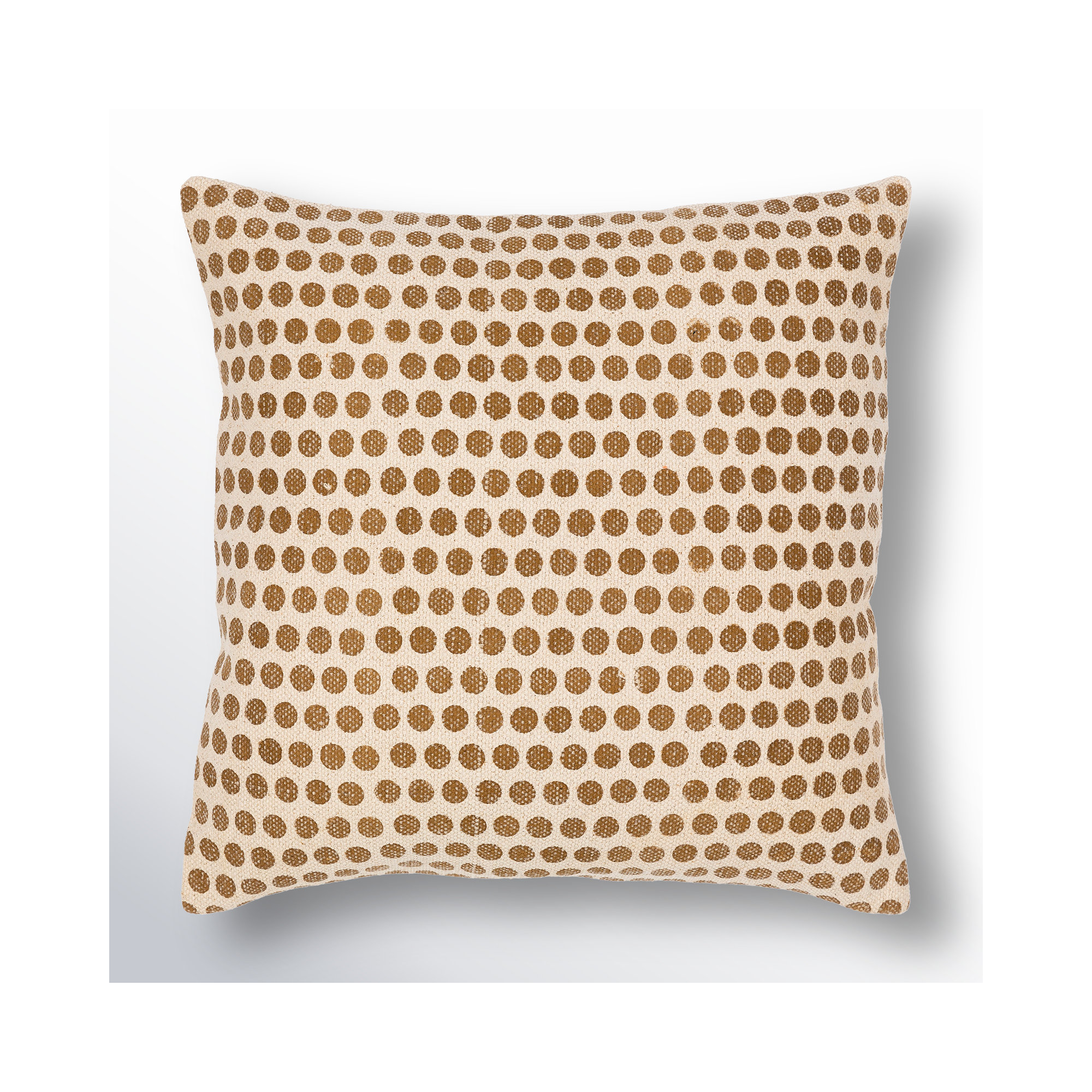 Zetta Polka Dots Cotton Throw Pillow, Light Beige/Tan, Pillow Cover Only - No Insert, 18" x 18"