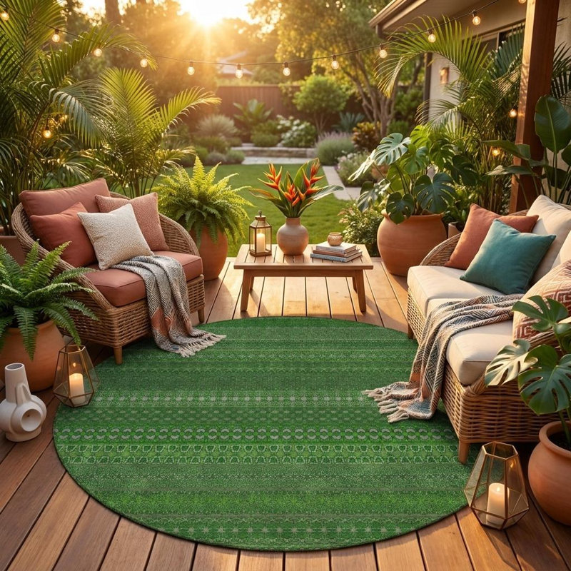 Tapis extérieur rond lavable antidérapant 8 pi
