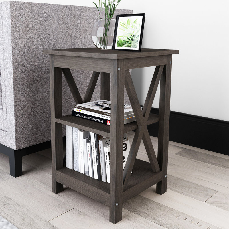 Nora End Table with Storage, Dark Gray