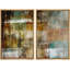 «Grunge Abstract Paint Effect Mid-Century Teal Brown Pastel Stroke», reproduction sur toile 2 pièces-87607483-87607485