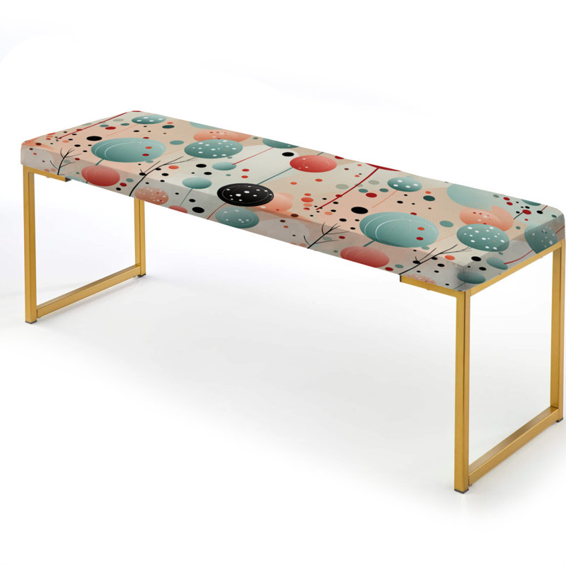 Banc rembourré or, Blue And Coral Elegant Polka Dots Bliss