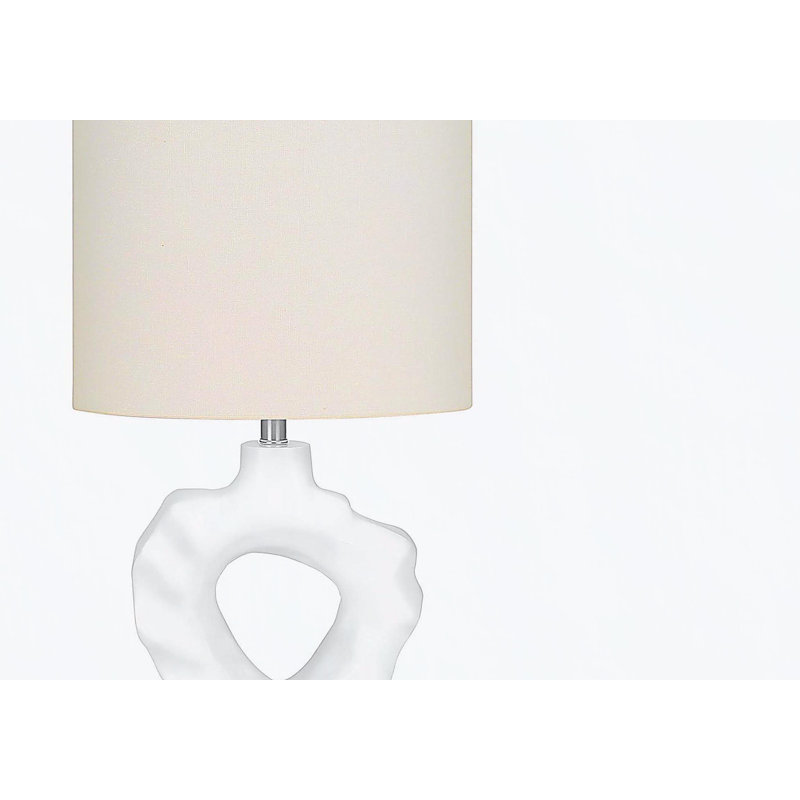 Lighting, h 25 po, lampe de table, résine crème, abat-jour ivoire / crème, moderne