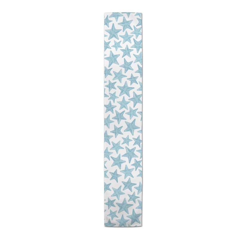 Cloutier Sketched Starfish Table Runner, Sky Blue, 72" L x 16" W