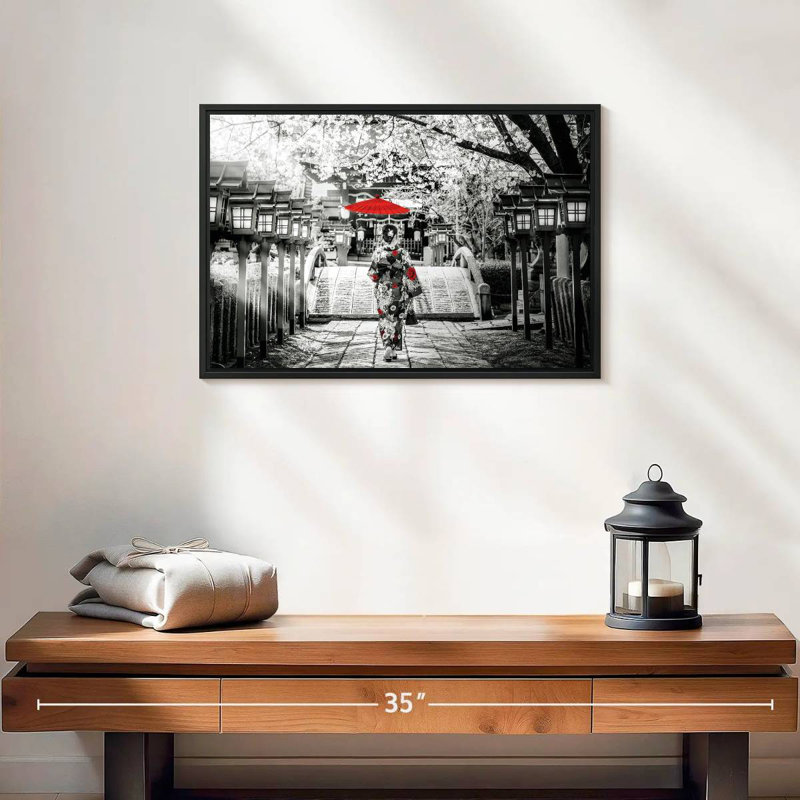 Geisha Pop, 19 po x 13 po, Cadre flottant noir