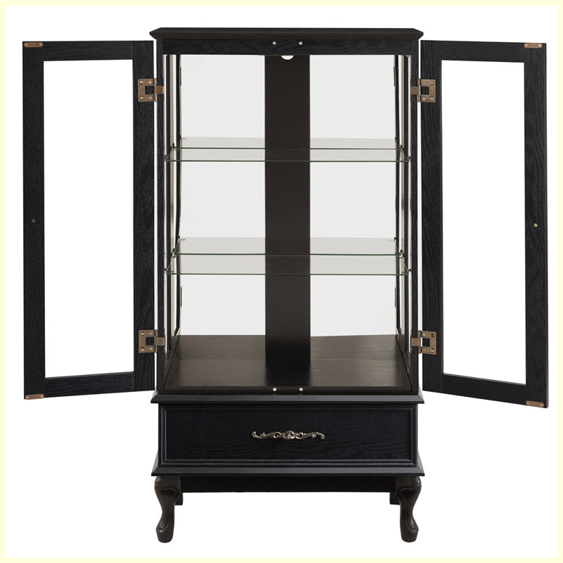 Modern Lighted Curio Cabinet with Glass Doors and Adjustable Shelves