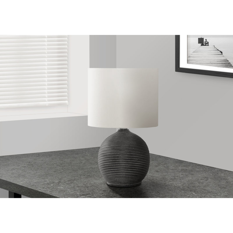 Reba Black Resin & Ivory / Cream Shade Table Lamp, 16.2'' H X 9.23'' W X 9.23'' D
