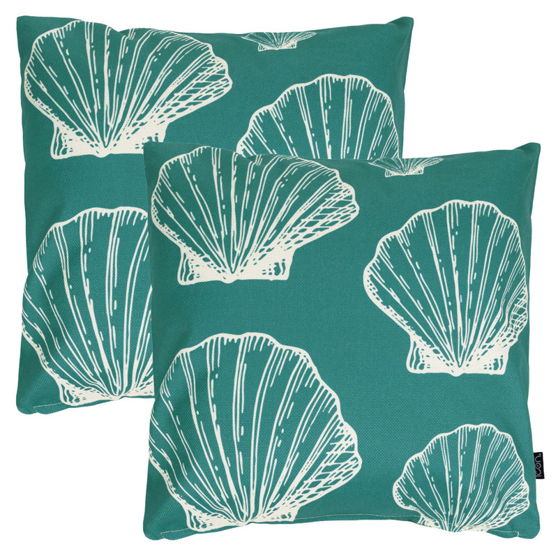 2 Pack Cushion 43x43cm, Sage/White Large Sea Shell