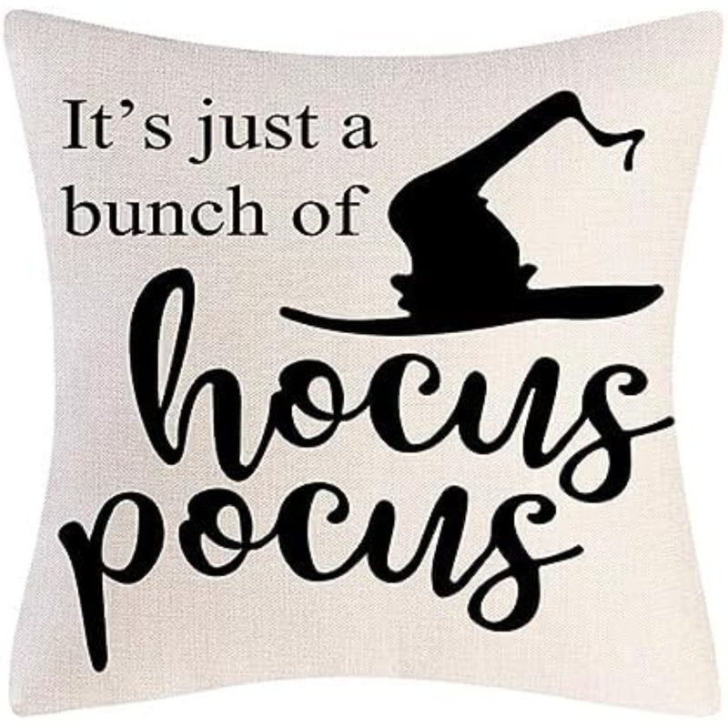 Ensemble de 4 couvertures décoratives d'Halloween décoratives d'Halloween Hocus Pocus Farmhouse Saying Fall Coussins décoratifs 18 x 18 pouces