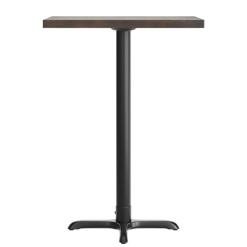 Plateau de table rectangulaire en bois massif avec base en X, H 43,5 po x L 30 po x l 24 po, Bois brun foncé, Noir