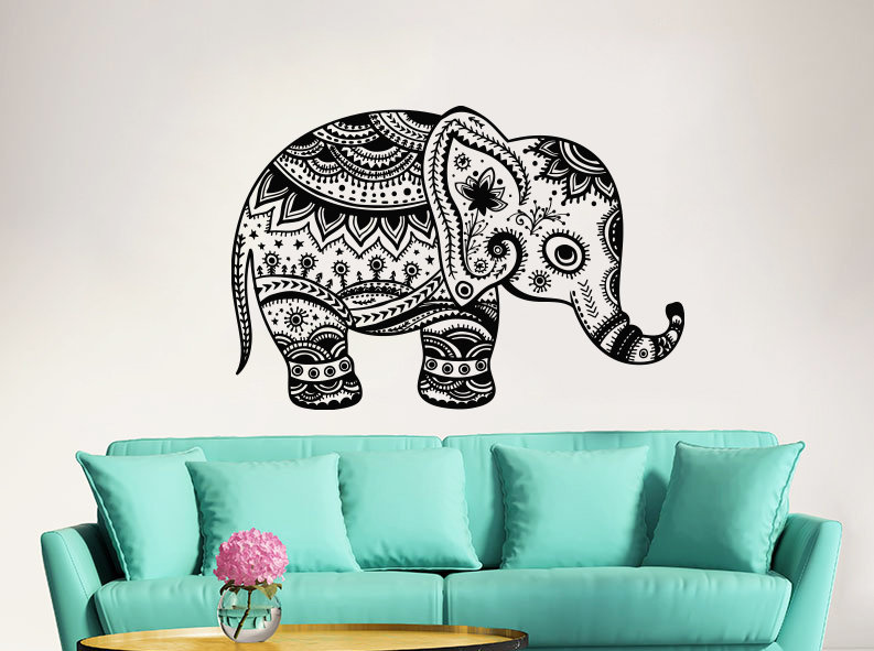 Décalcomanie murale éléphant, Noir