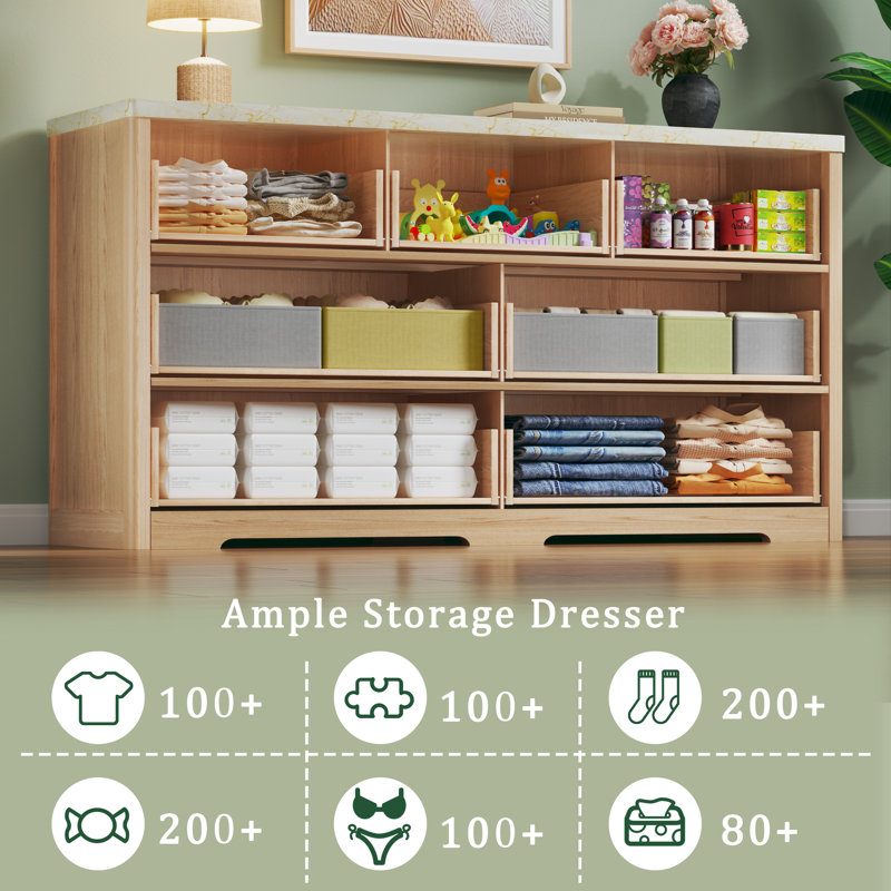 ebern designs fluted dresser reviews 7-drawer Fluted Design Dresser Organizer, Wood Large Chest Of Drawers Ebern Designs