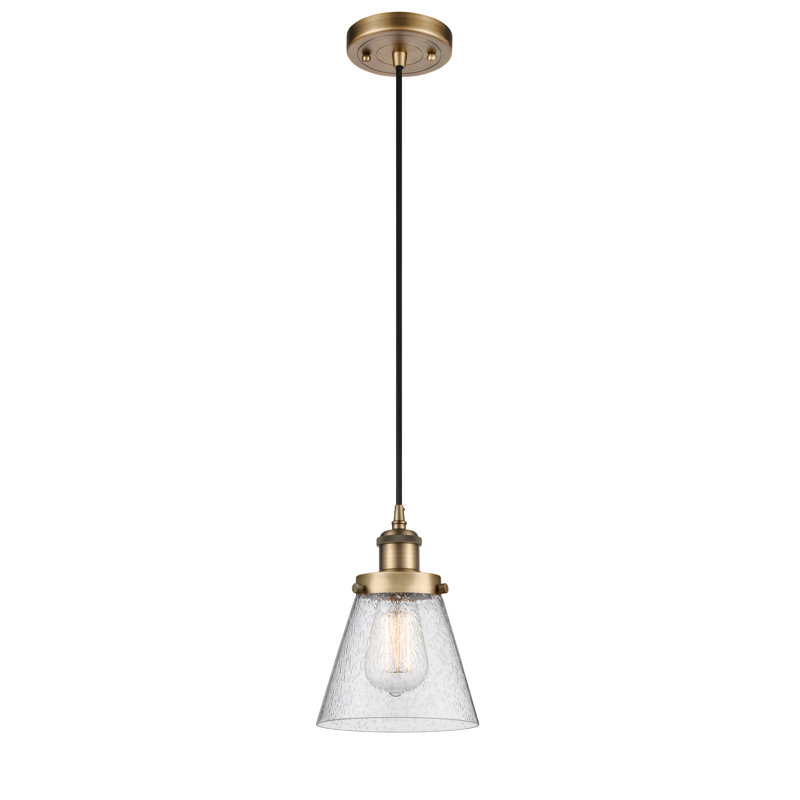 Luminaire suspendu conique à 1 lumière Brookview, Laiton brossé