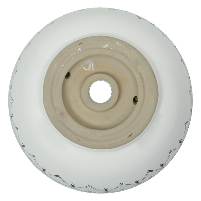 Lavabo vasque rond en céramique artistique 16 po - Lavabo brillant au-dessus du comptoir avec motif imprimé inspiré de la main