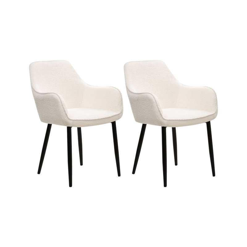 Set of 2 Dining Chairs Alden Boucle, White