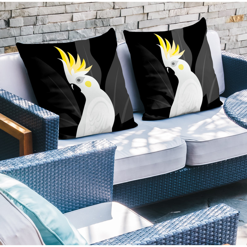 Coussin intérieur / extérieur Catoo Bird, L 15 po x H 15 po, Noir