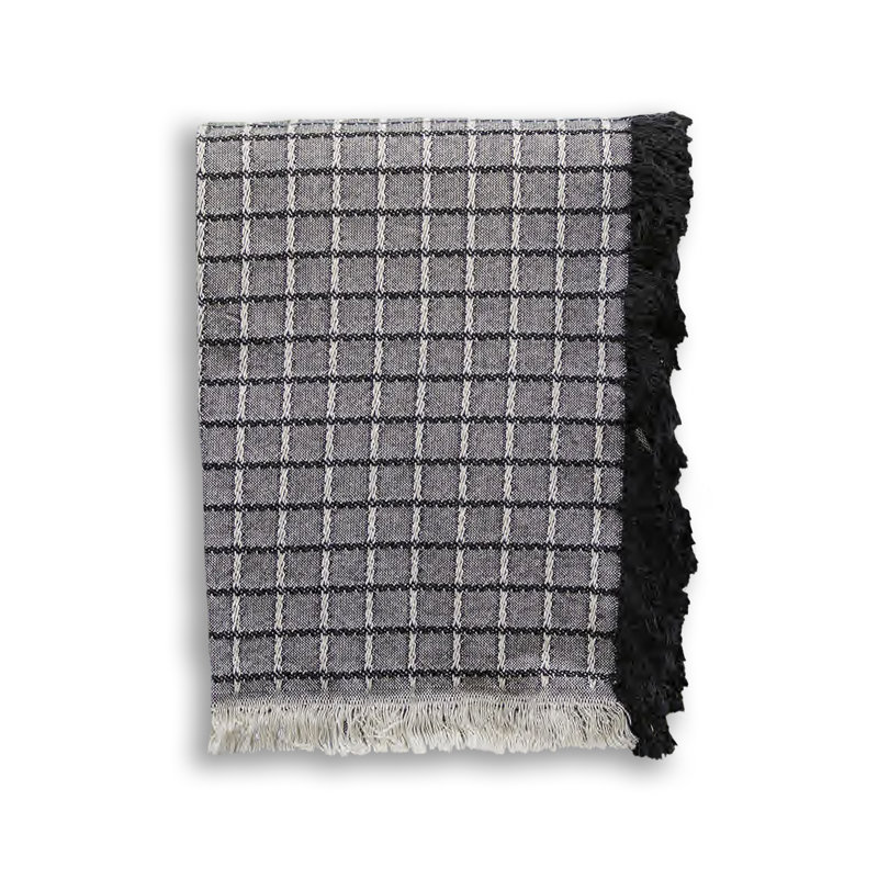 Jeté tissé 46 x 67, À damier noir