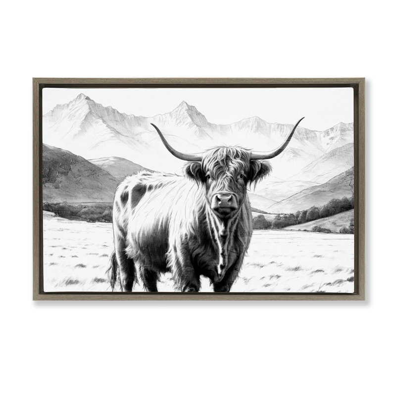 Art mural sur toile Highland, H 21 po x l 31 po, Cadre flottant orme Montalcino
