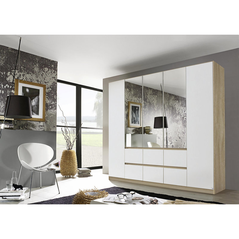 Mainz 5 Door Wardrobe, Alpine White/Oak