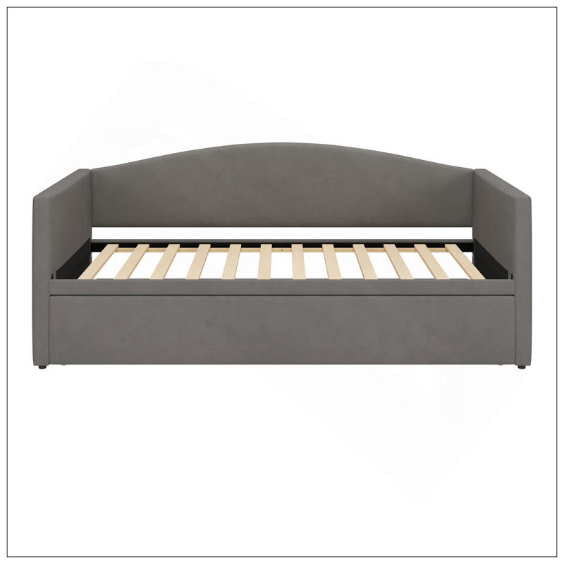 Daybed With Extended Pop Up Trundle, Upholstered Sofa Bed Daybed, Space-Saving Twin To King Design, Perfect For Guest Room, Velvet