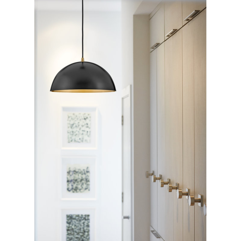 Carsley 1 - Light Lacquered Brass Pendant, Black