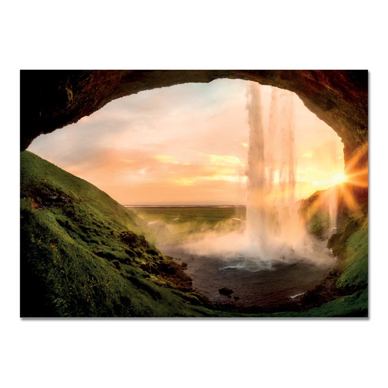 Seljalandsfoss Waterfall Iceland by Giallobus - No Frame Print on Glass, 65cm H x 95cm W