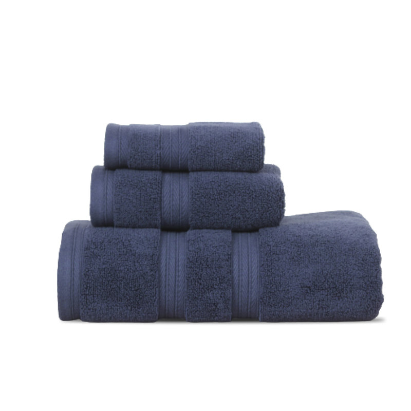 Elegance Essentials 550GSM 100% Cotton Zero Twist Bath Towel Set(1 Bath, 1 Hand Towel & 1 Washcloth), Navy