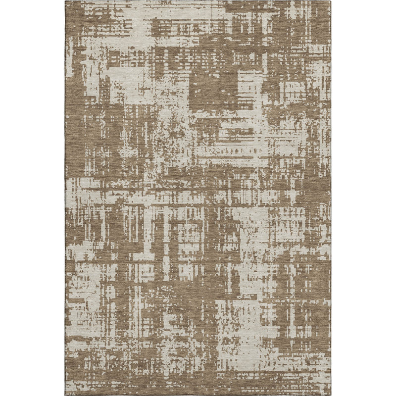 Premium Machine Washable Prisco Brown Rug, Rectangle 2'6" x 3'10"